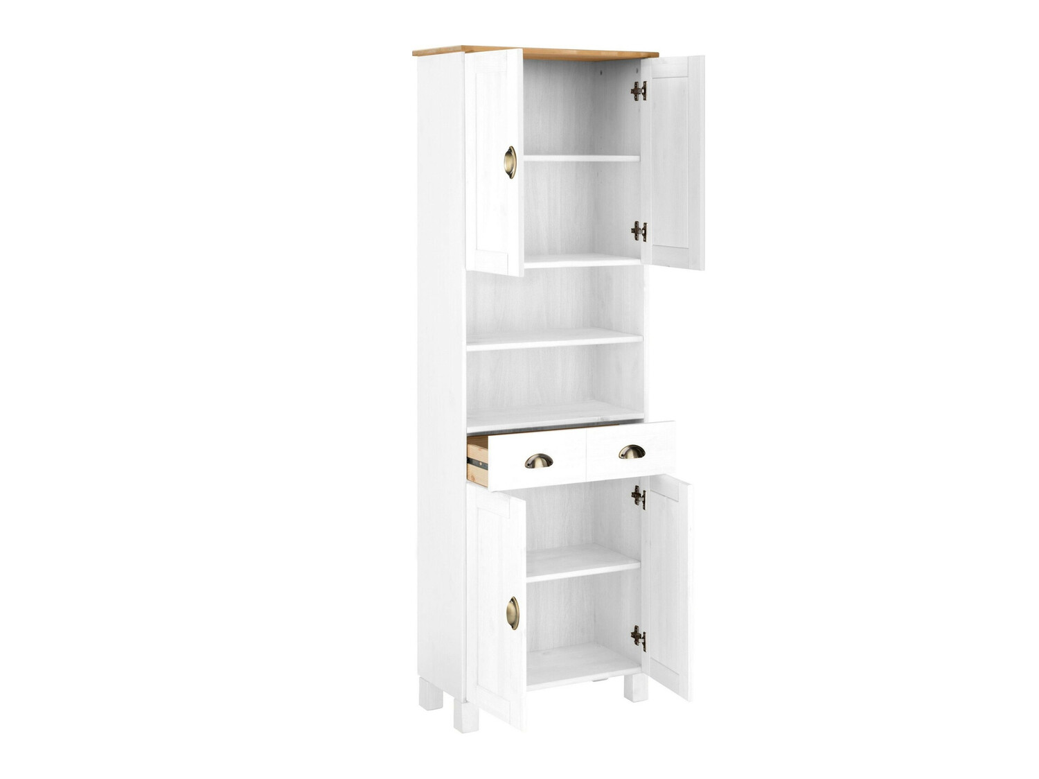 Стоящ шкаф за баня Serelbu 106 (Бял + Светлокафяво)