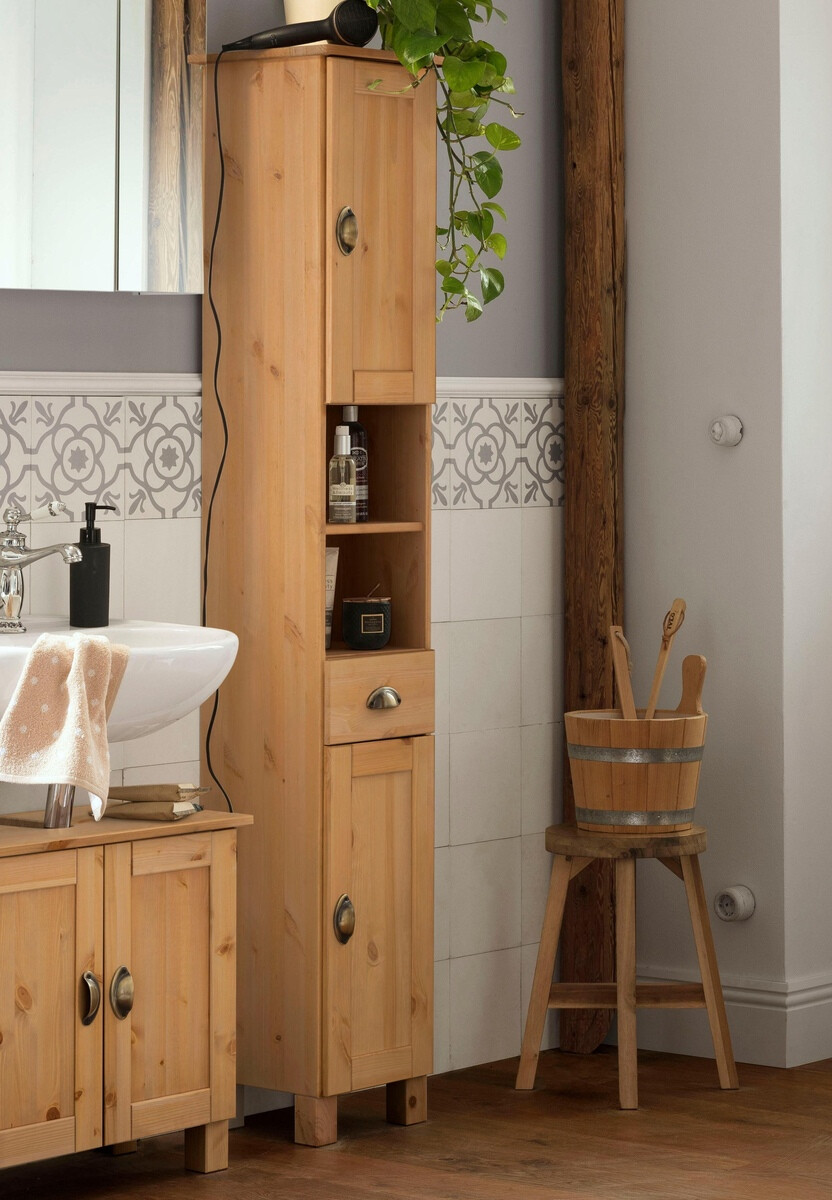 Стоящ шкаф за баня Serelbu 107 (Светлокафяво)