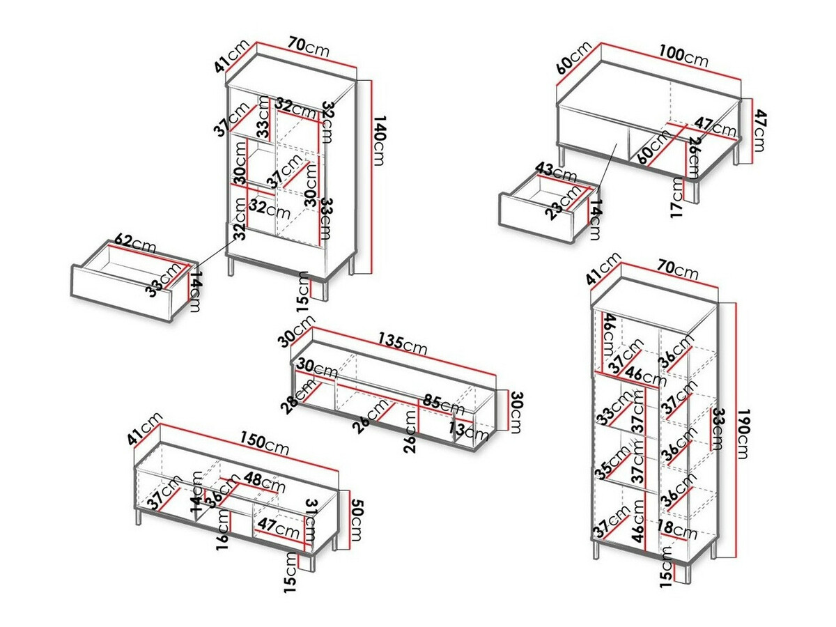 Комплект за хол Lomsore 108 (Черен)