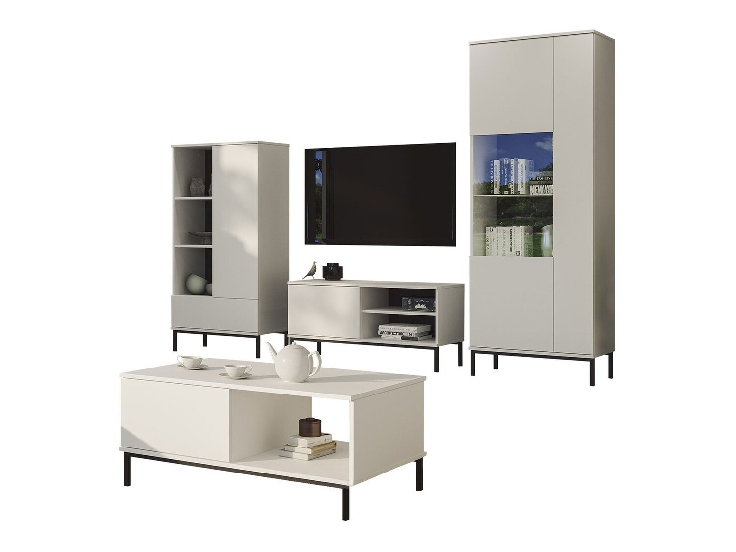 Комплект за хол Lomsore 109 (Бял)