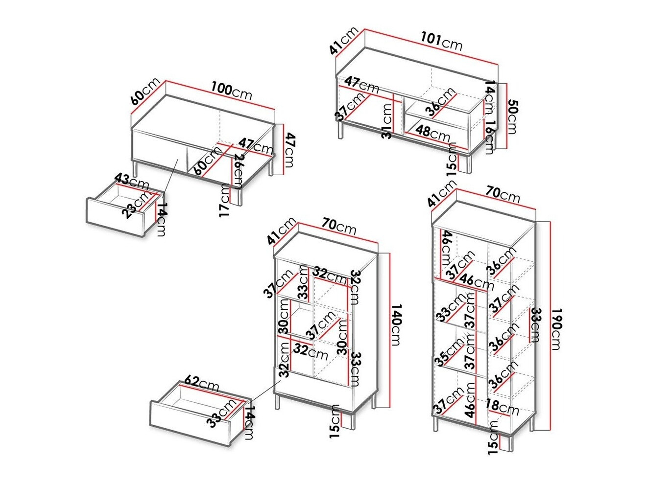 Комплект за хол Lomsore 109 (Бял)