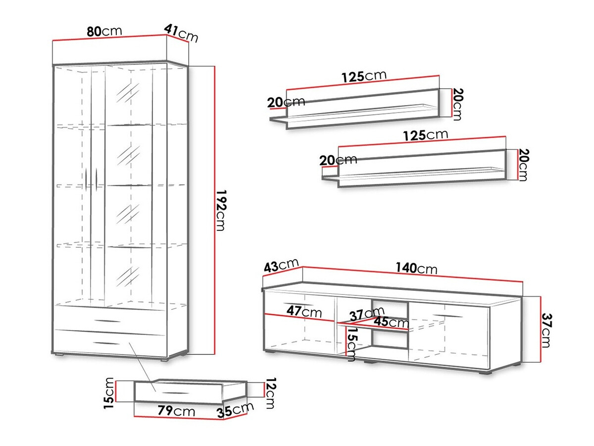 Комплект за хол Tornola 117 (Бял + Бял гланц)