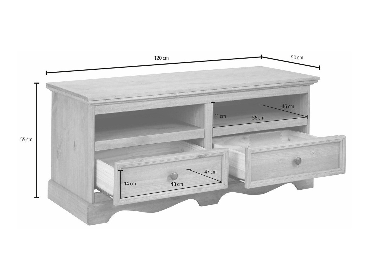 ТВ шкаф Fentivo 102 (Бял + Меден дъб)