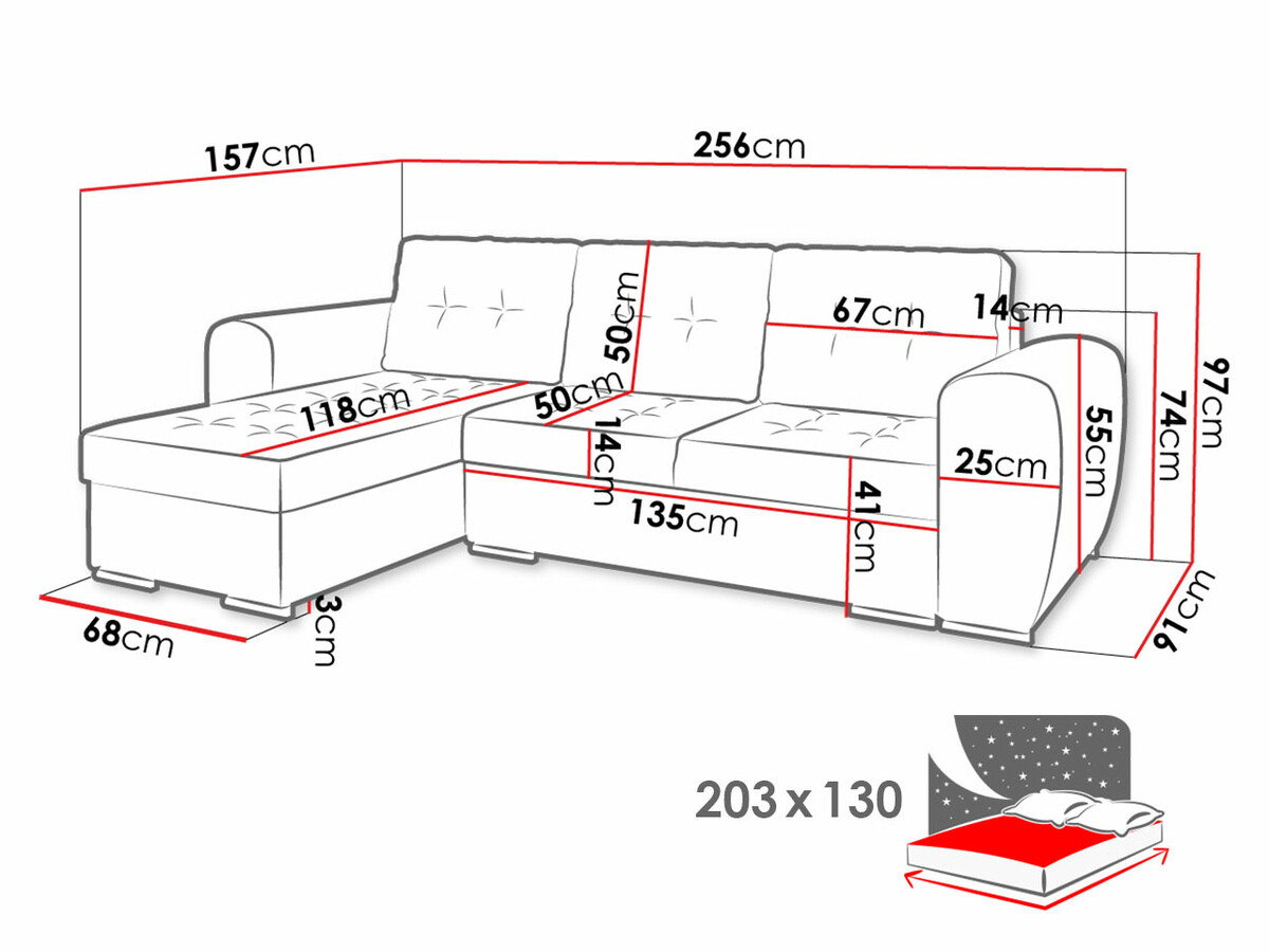 Ъглов диван Muncie 109 (Monolith 09)