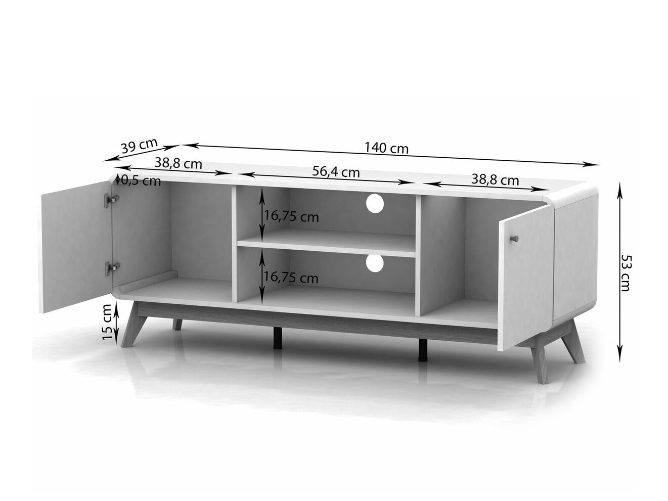 Комплект за хол Elbtena 113 (Дъб + Бял)
