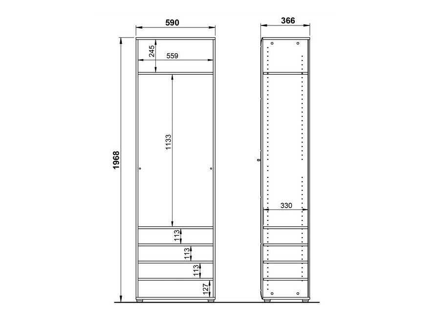 Гардероб Livromu 107 (Бял гланц + Бял)