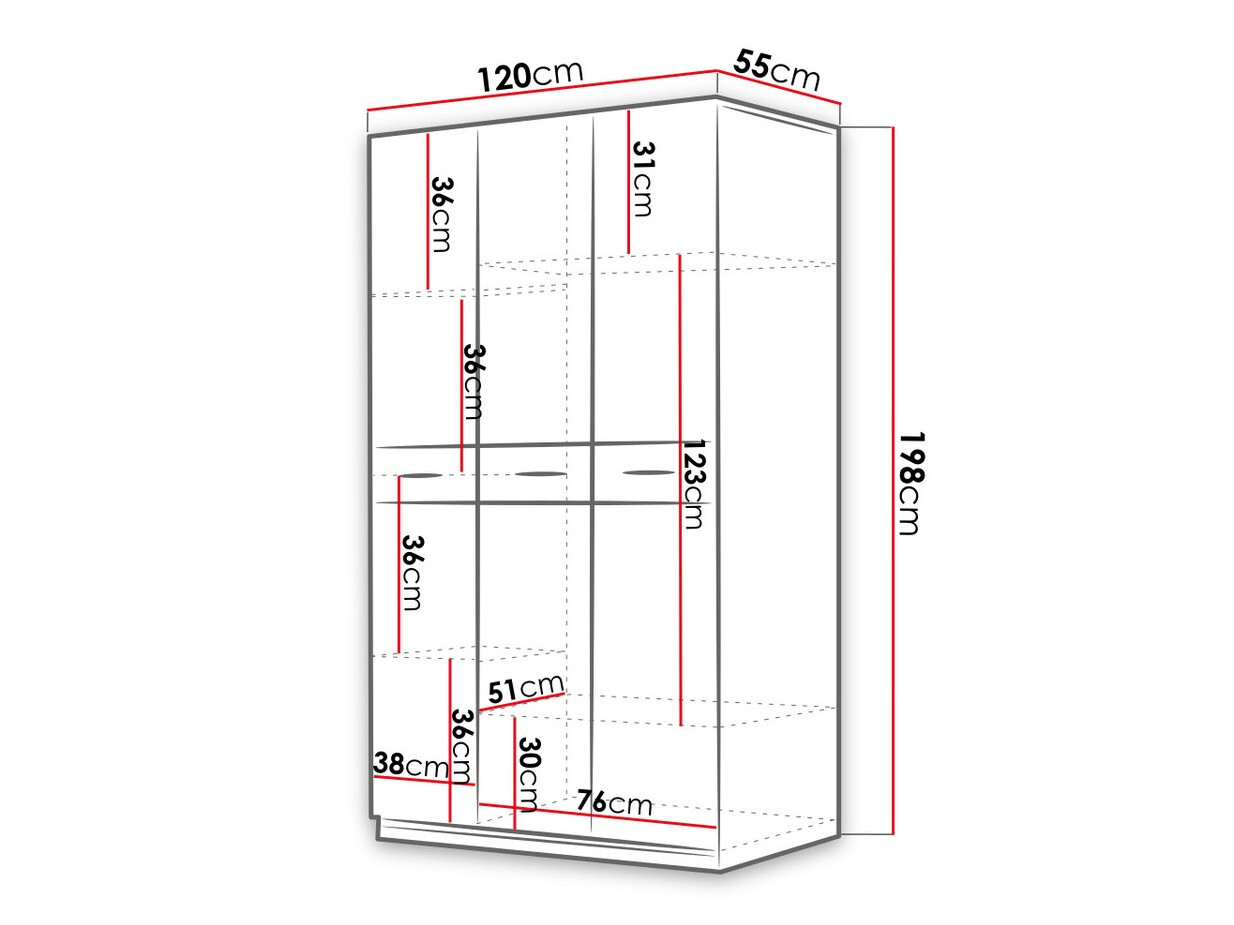 Гардероб Campus (Бял + Бял гланц)