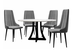 Маса и столове за трапезария Racine 135 (Черен гланц + Бял гланц)