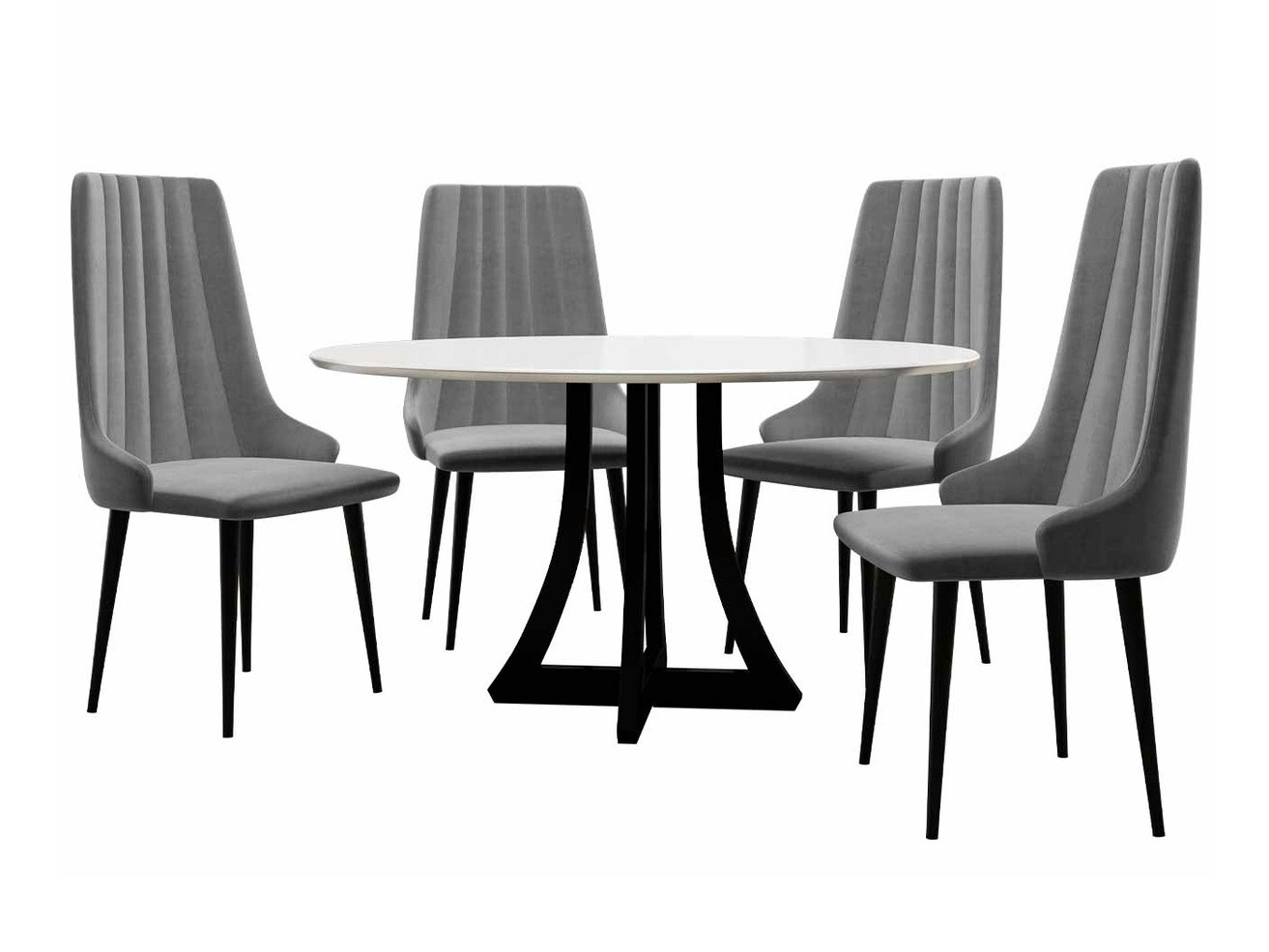 Маса и столове за трапезария Racine 135 (Черен гланц + Бял гланц)