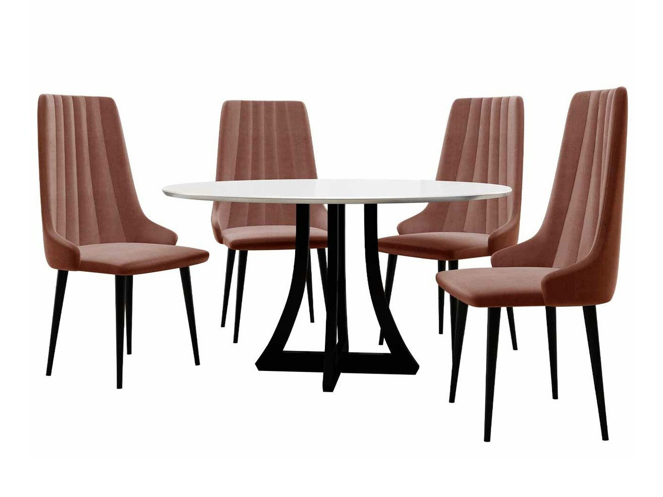 Маса и столове за трапезария Racine 135 (Черен гланц + Бял гланц)