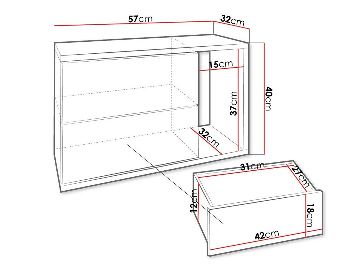 Нощно шкафче Hederos (Бял + Бял гланц)