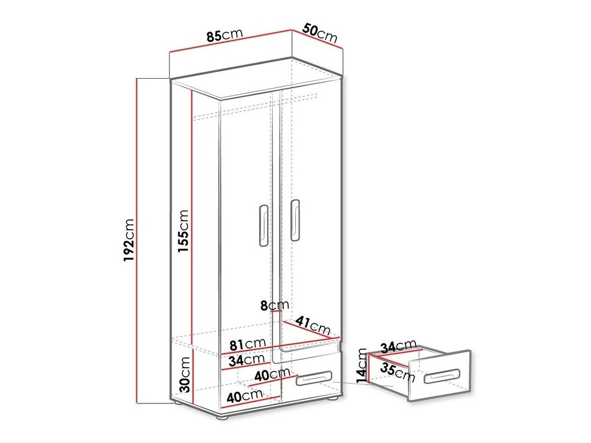 Гардероб Aviseve 106 (Антрацит + Бял)
