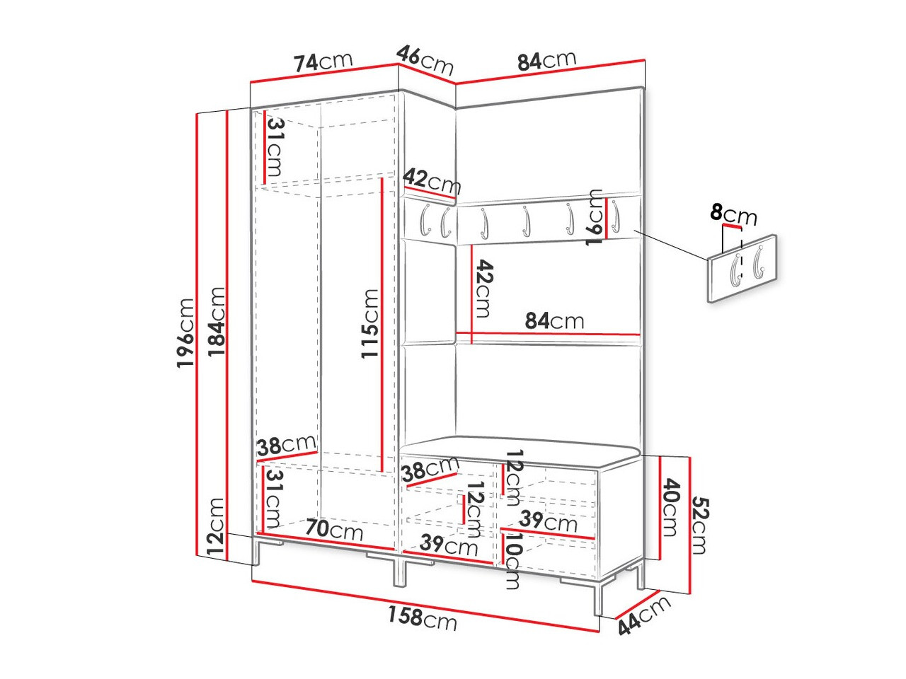 Комплект за антре Nomal I (Черен)