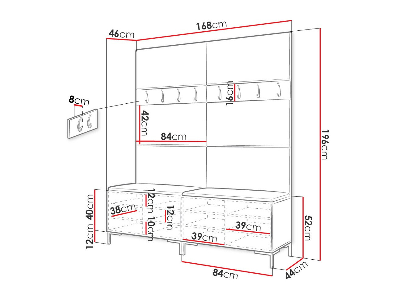 Комплект за антре Nomal II (Бял)