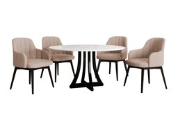 Маса и столове за трапезария Racine 128 (Бял гланц + Черен гланц)