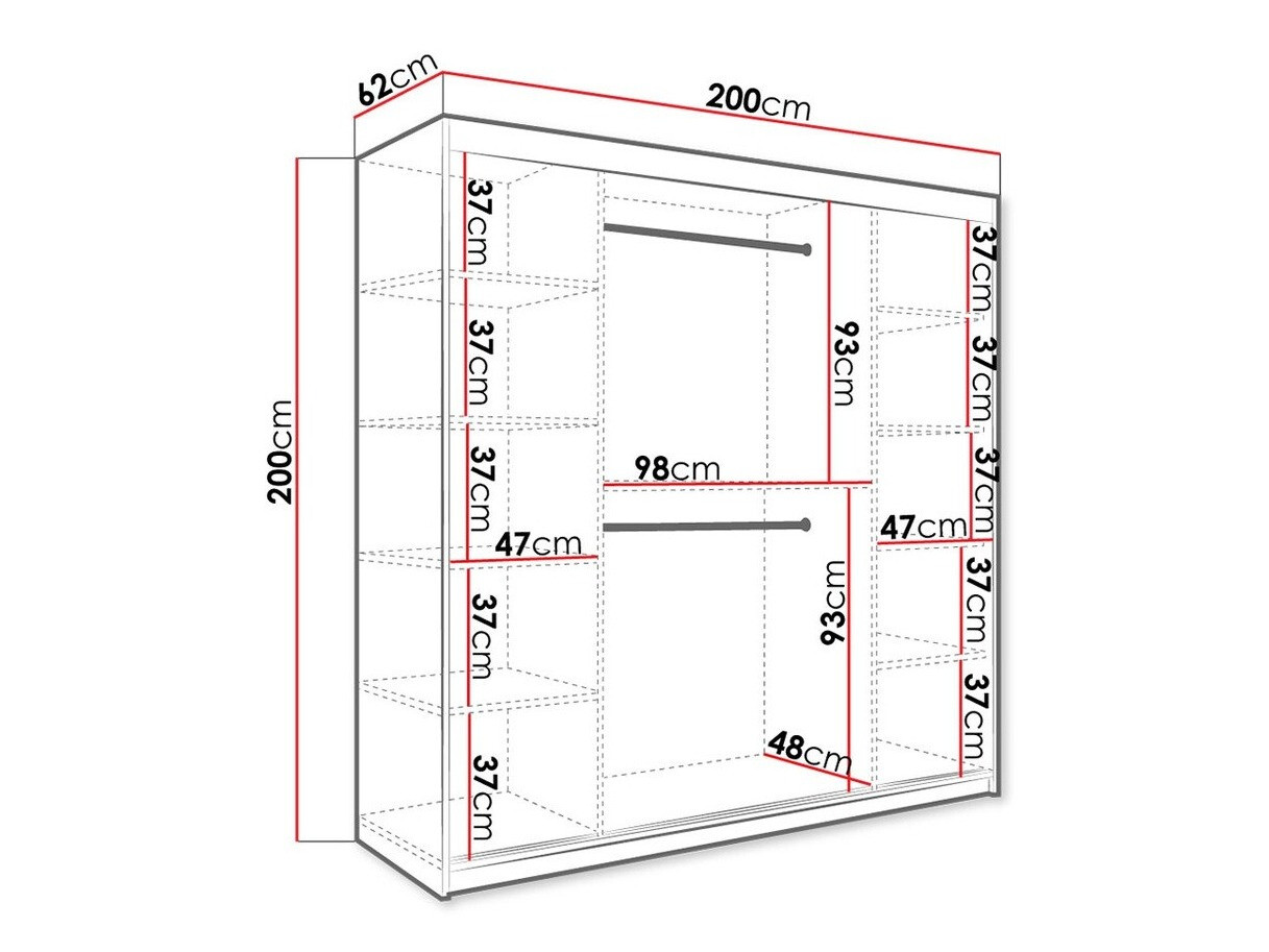 Гардероб Hartford 244 (Черен мат + Черен мрамор)