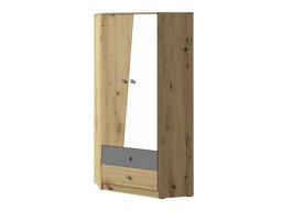 Ъглов гардероб Almira 101 (Artisan дъб + Бял + Сив)