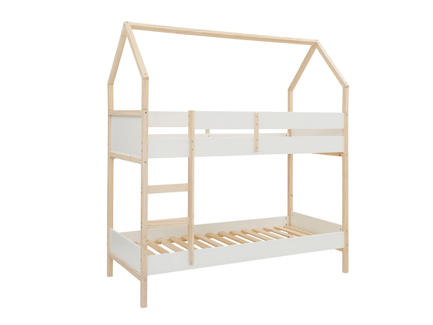 Двуетажно легло Fenmele 101 (Бял + Ярък дърво)