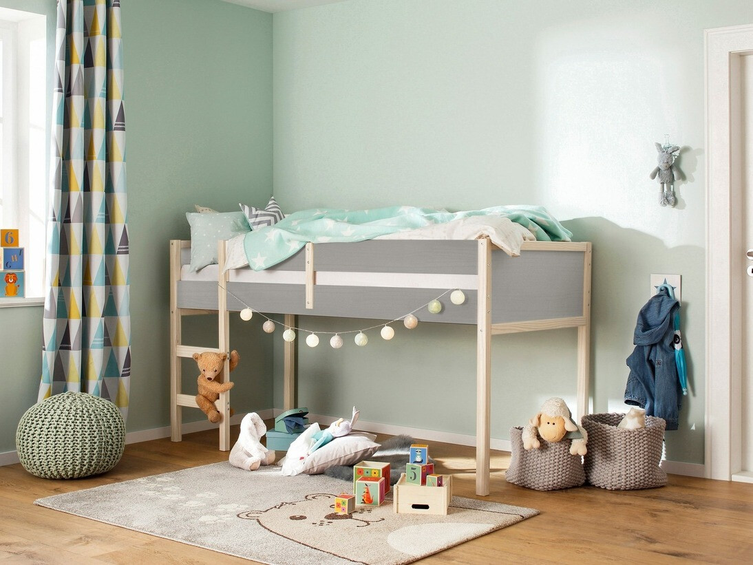 Високо легло Fenmele 103 (Сив + Ярък дърво)