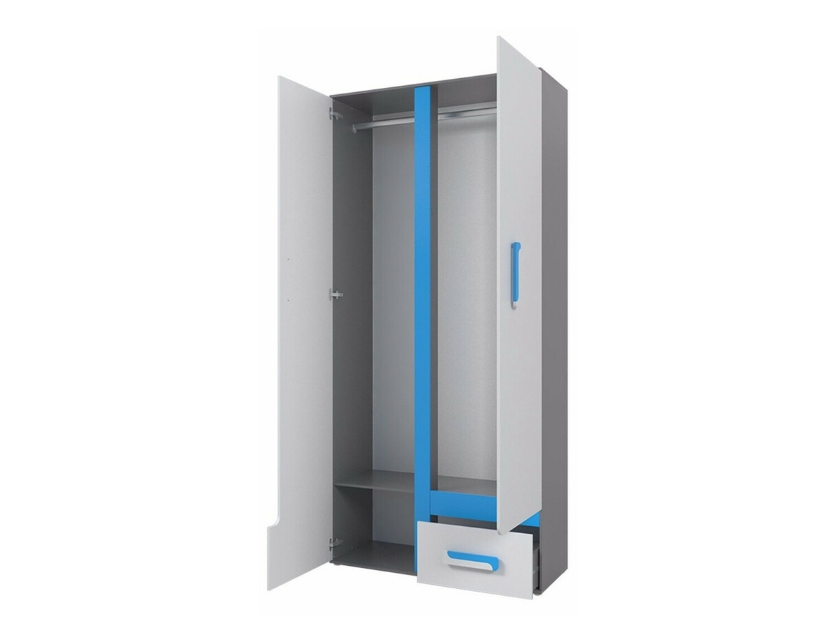 Гардероб Levtala 101 (Антрацит + Бял + Тюркоаз)