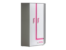 Ъглов гардероб Levtala 102 (Антрацит + Бял + Роза)