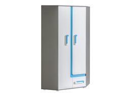 Ъглов гардероб Levtala 102 (Антрацит + Бял + Тюркоаз)