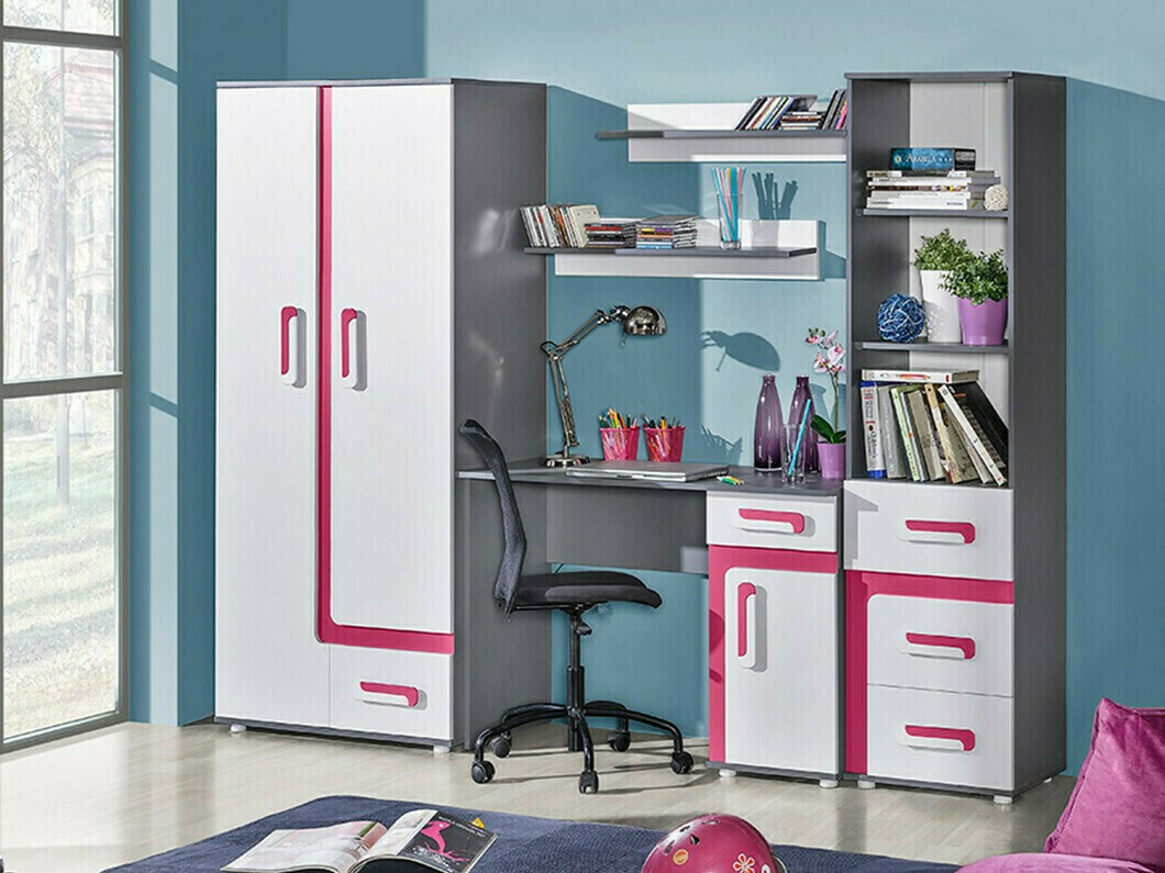 Етажерка Levtala 103 (Антрацит + Бял + Роза)