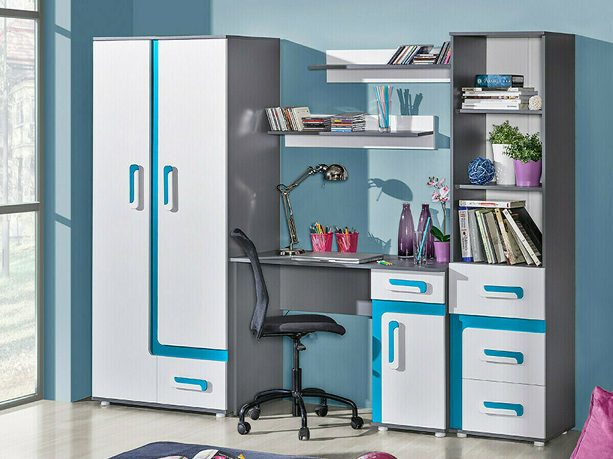 Етажерка Levtala 103 (Антрацит + Бял + Тюркоаз)