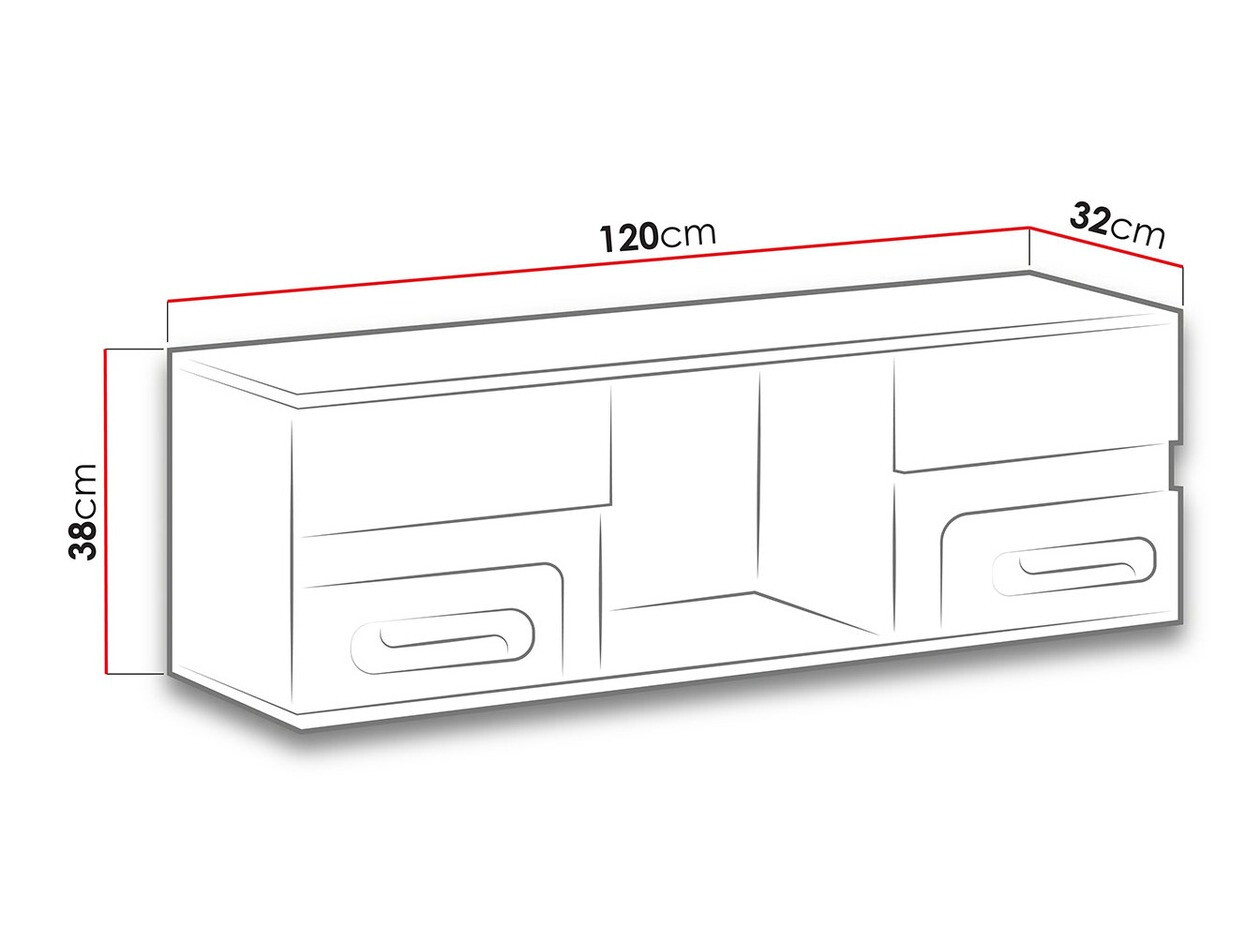 Стенна етажерка Levtala 110 (Антрацит + Бял + Роза)
