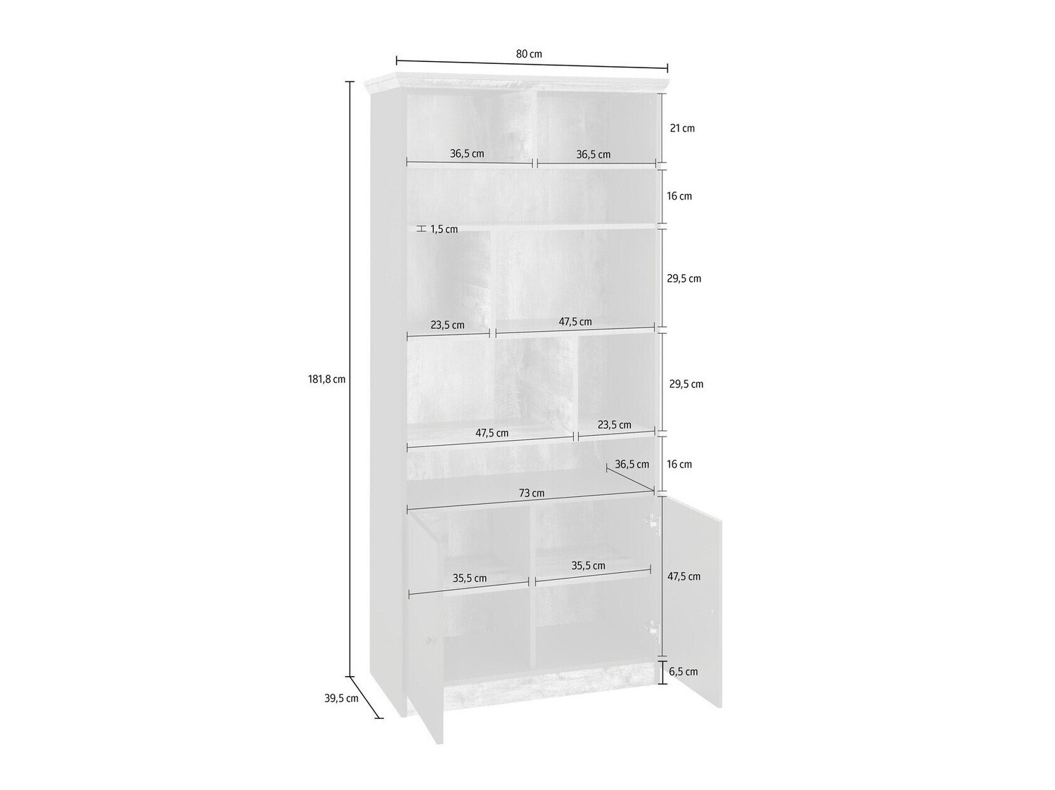 Етажерка Felmave 104 (Бял + Дъб)