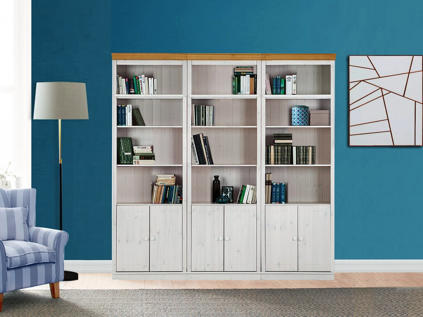 Комплект етажерки Saltoro 117 (Бял + Меден дъб)