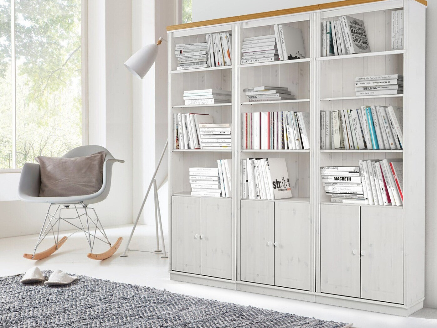 Комплект етажерки Saltoro 117 (Бял + Меден дъб)