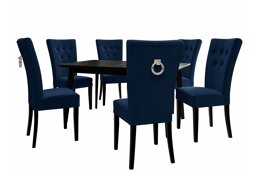 Маса и столове за трапезария Racine 144 (Бял + Magic Velvet 2216)