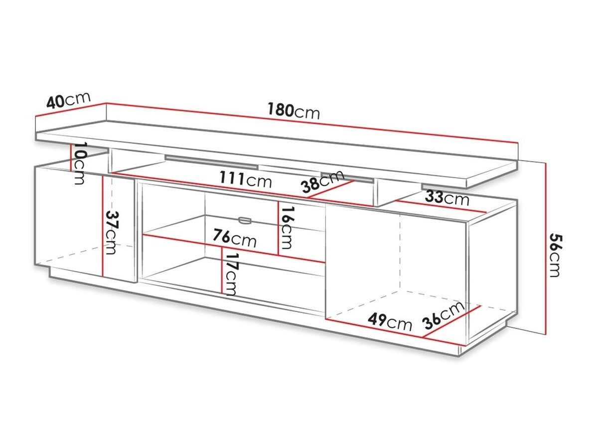 ТВ шкаф Charlotte 138 (Черен + Черен гланц)