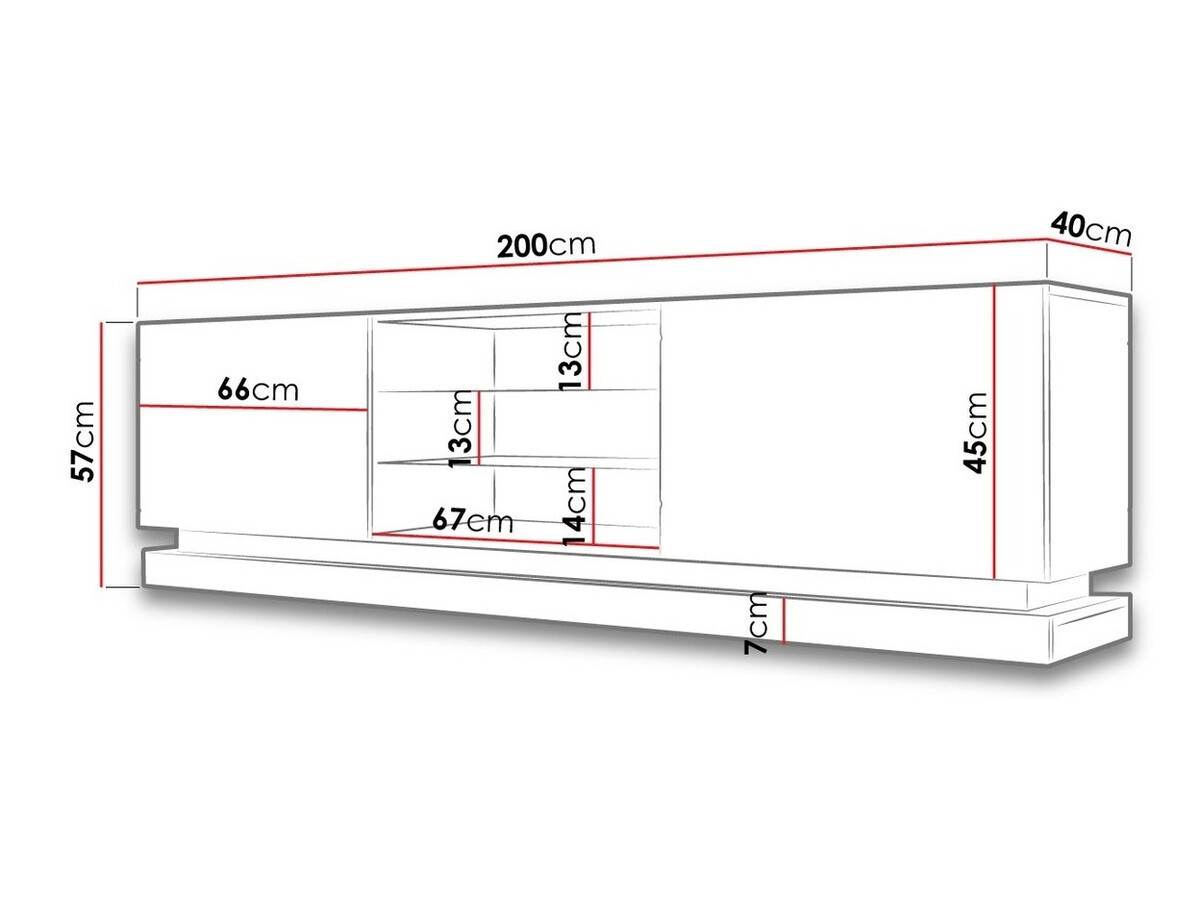 ТВ шкаф Linar I (Черен + Черен гланц)