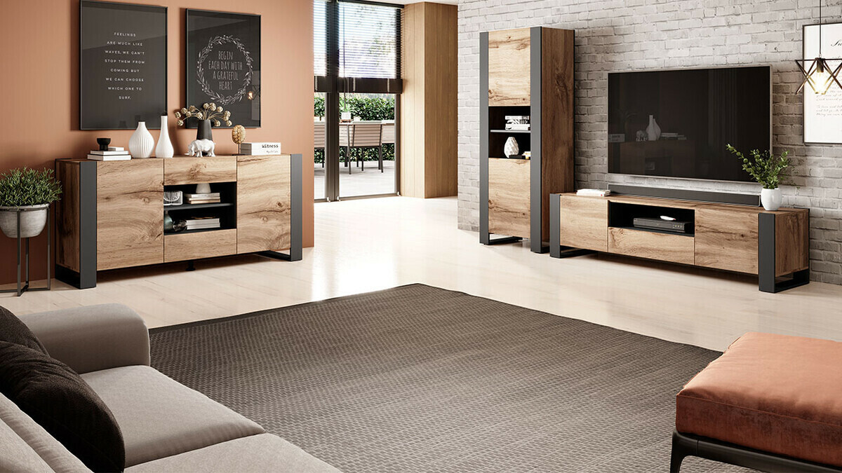 ТВ шкаф Socius (Дъб уотан + Антрацит)