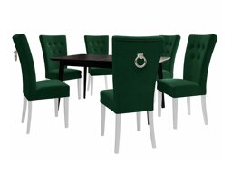 Маса и столове за трапезария Racine 144 (Бял + Magic Velvet 2225)