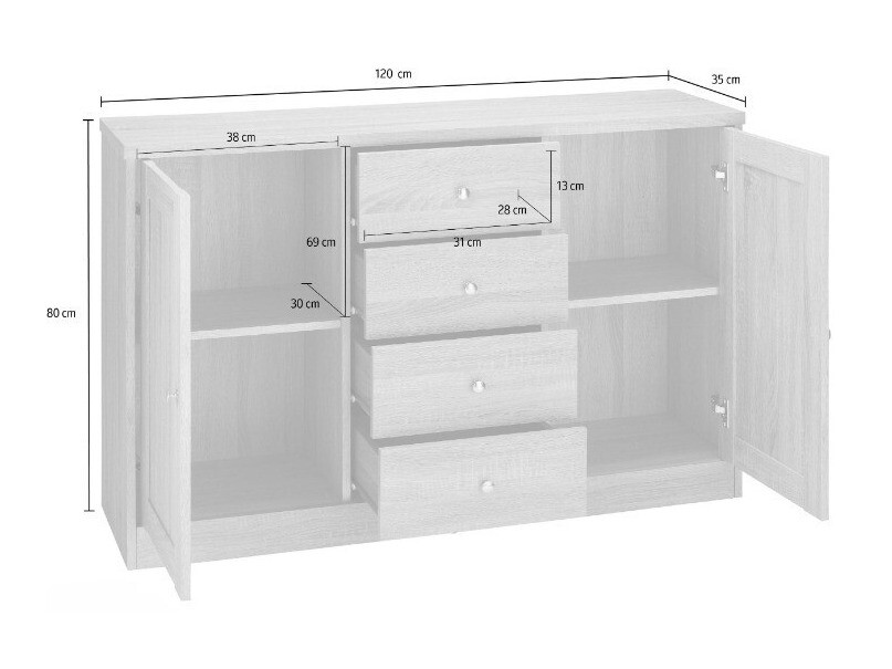 Скрин Cirtene 105 (Бял + Дъб)