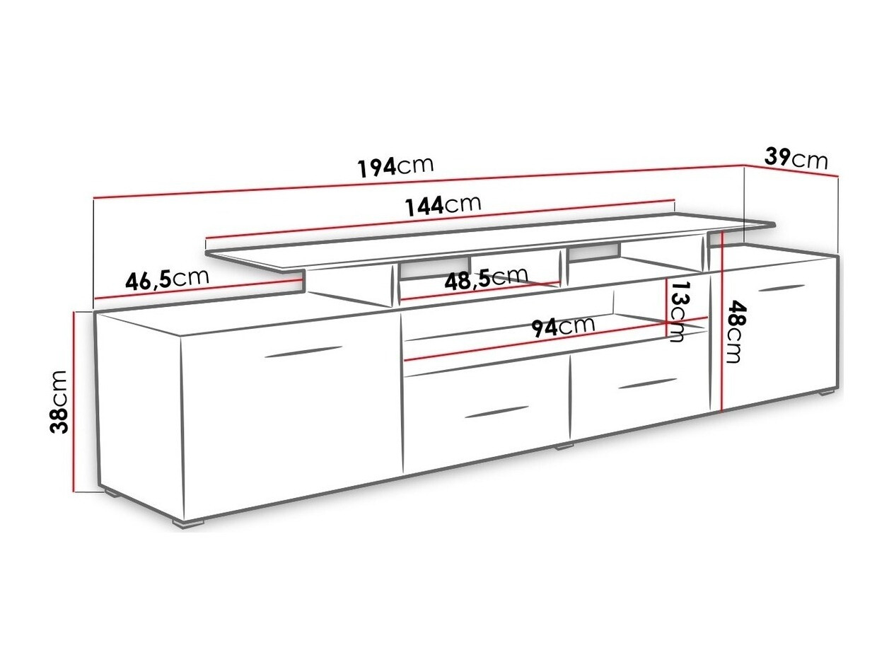 ТВ шкаф Charlotte 117 (Бял + Бял гланц)
