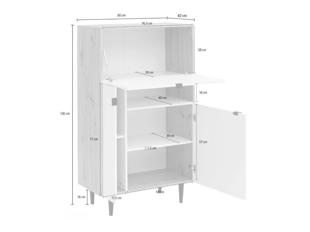 Шкаф Denton 1436 (Сив + Artisan дъб)