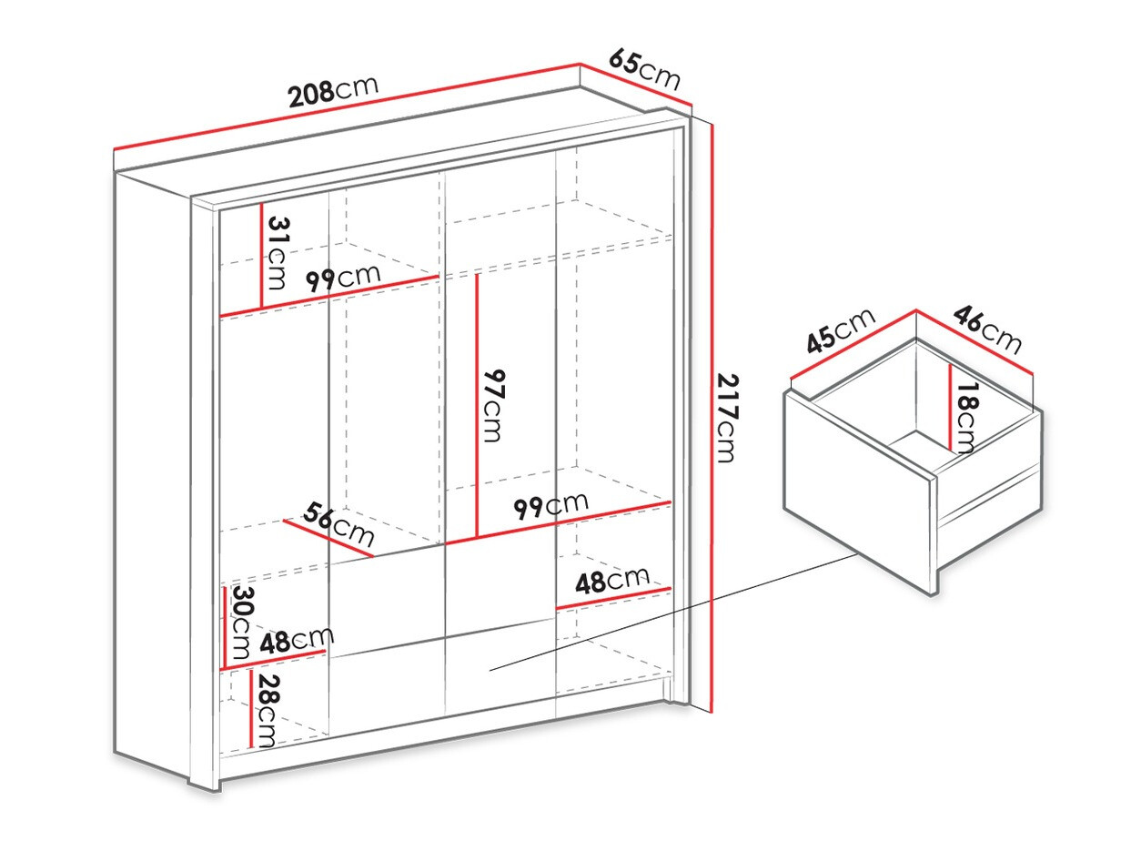 Гардероб Honolulu 139 (Бял)