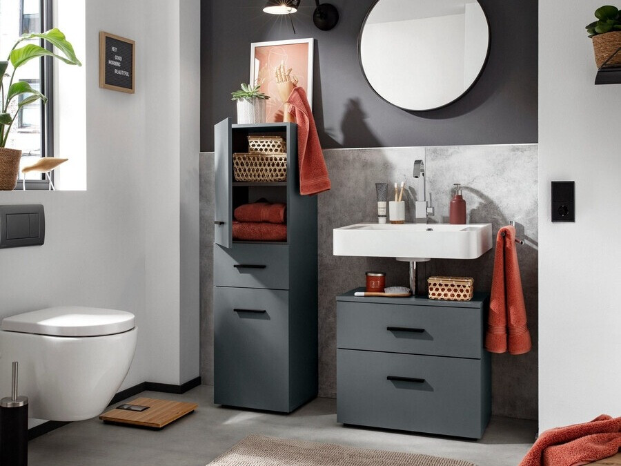 Стоящ шкаф за баня за мивка Larlori 100 (Антрацит)