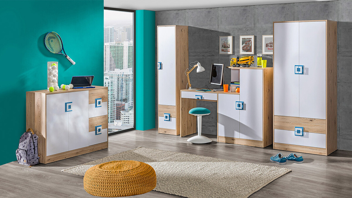 Гардероб Balvire 102 (Светъл дъб + Бял + Роза)