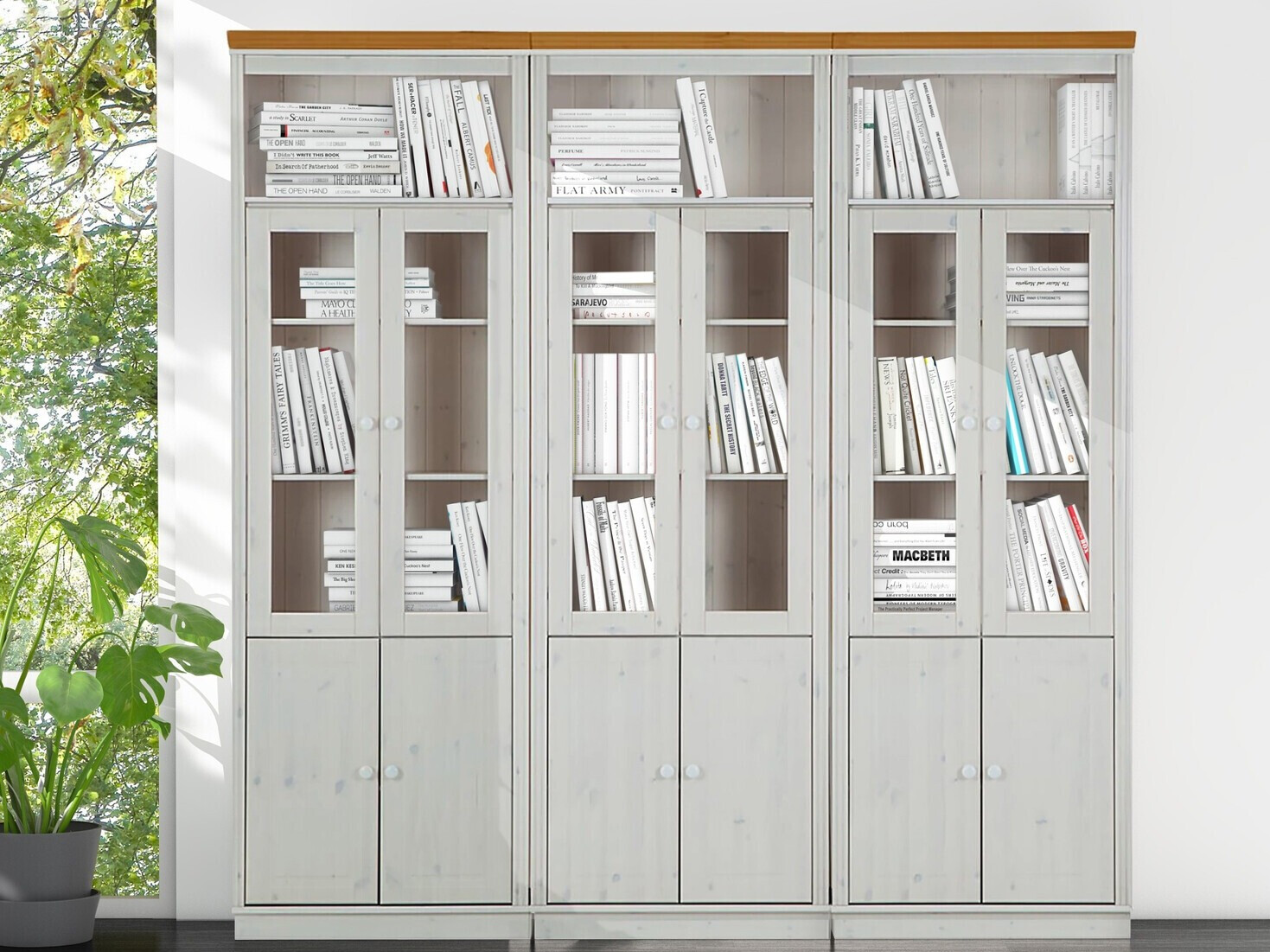 Комплект етажерки Saltoro 109 (Бял + Меден дъб)