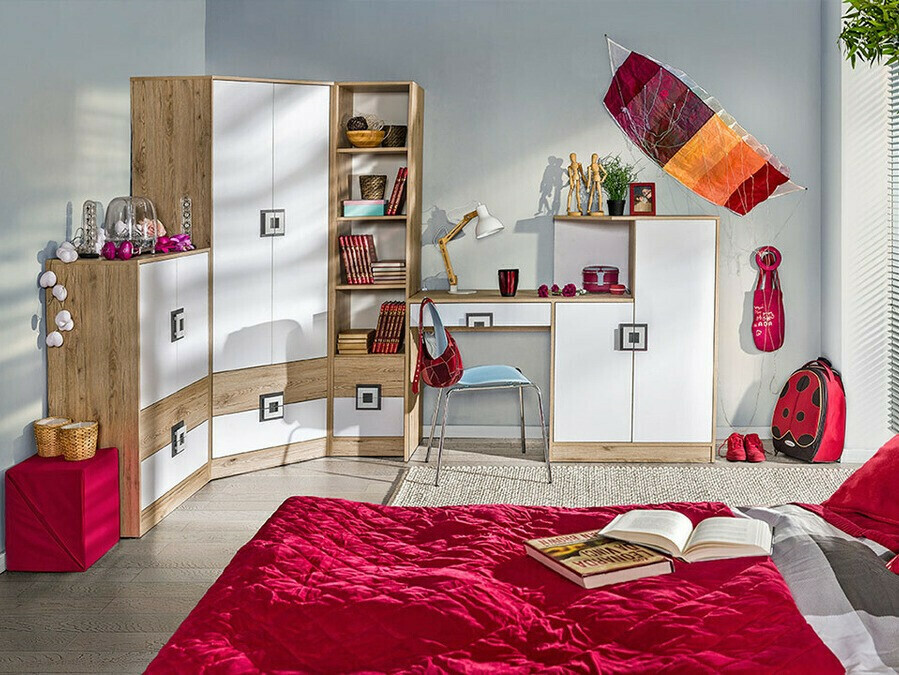 Скрин Balvire 109 (Светъл дъб + Бял + Тюркоаз)