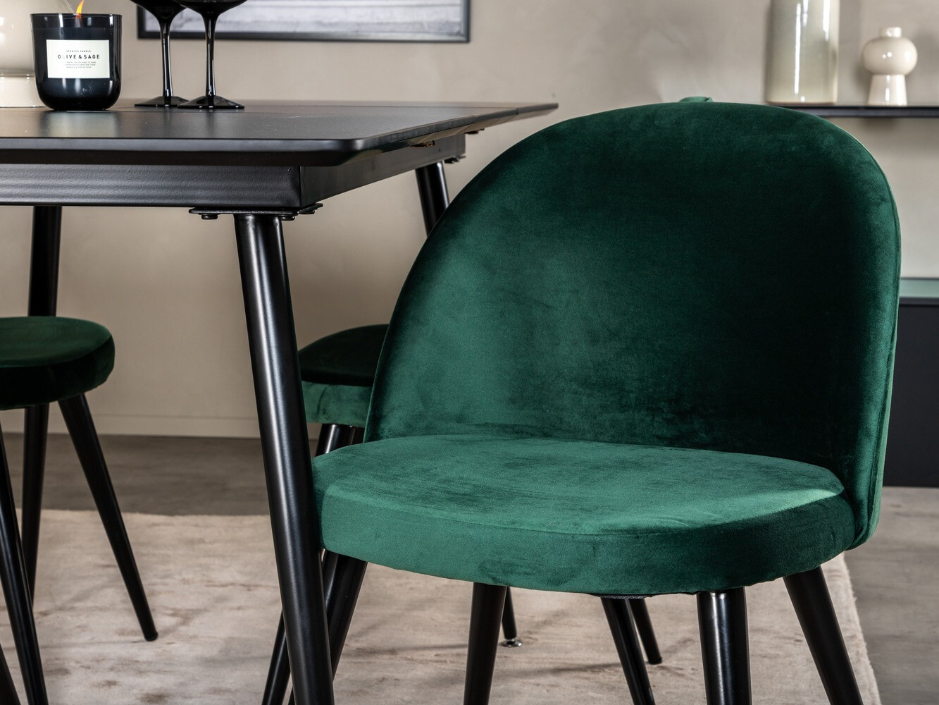 Маса и столове за трапезария Dallas 1521 (Зелен + Черен)