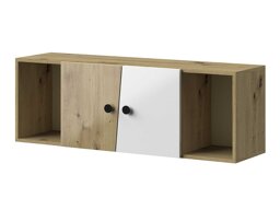 Окачен шкаф Mirelbu 111 (Artisan дъб + Бял гланц + Черен)