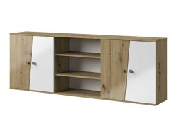 Окачен шкаф Mirelbu 115 (Artisan дъб + Бял гланц + Сив)