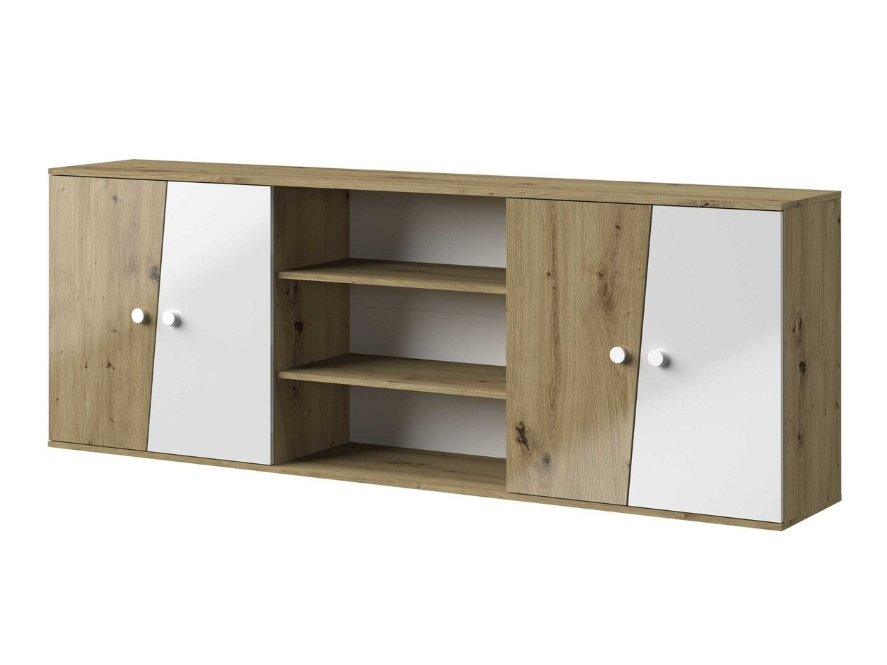 Окачен шкаф Mirelbu 115 (Artisan дъб + Бял гланц)