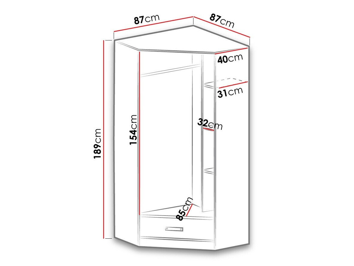 Ъглов гардероб Lorlare 112 (Бял + Роза)